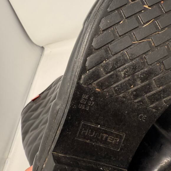 Hunter Regent Savoy Quilted Gloss Wellington Boots Black Waterproof Size 6 - Picture 10 of 12